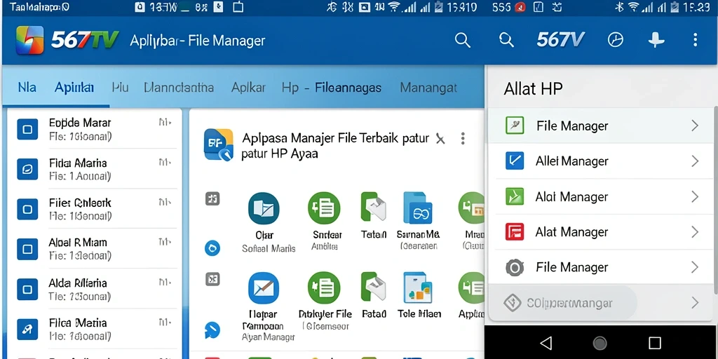 Antarmuka pengguna 567TV yang rapi dan fungsional.