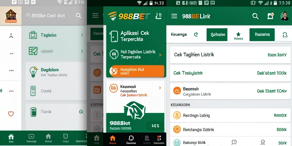 Antarmuka aplikasi 988BET untuk cek tagihan listrik yang user-friendly.