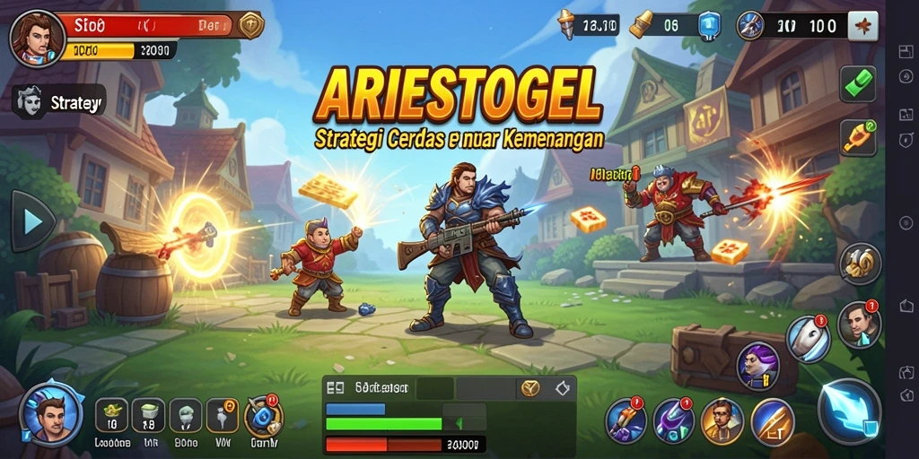Tampilan antarmuka permainan ARIESTOGEL yang menarik dan strategis.