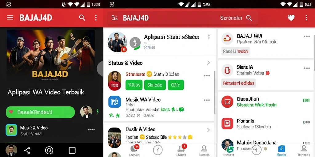 Tampilan antarmuka BAJAJ4D dengan kategori video status.