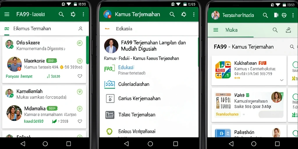 Tampilan antarmuka utama FA99 dengan fitur Kamus Terjemahan yang intuitif.