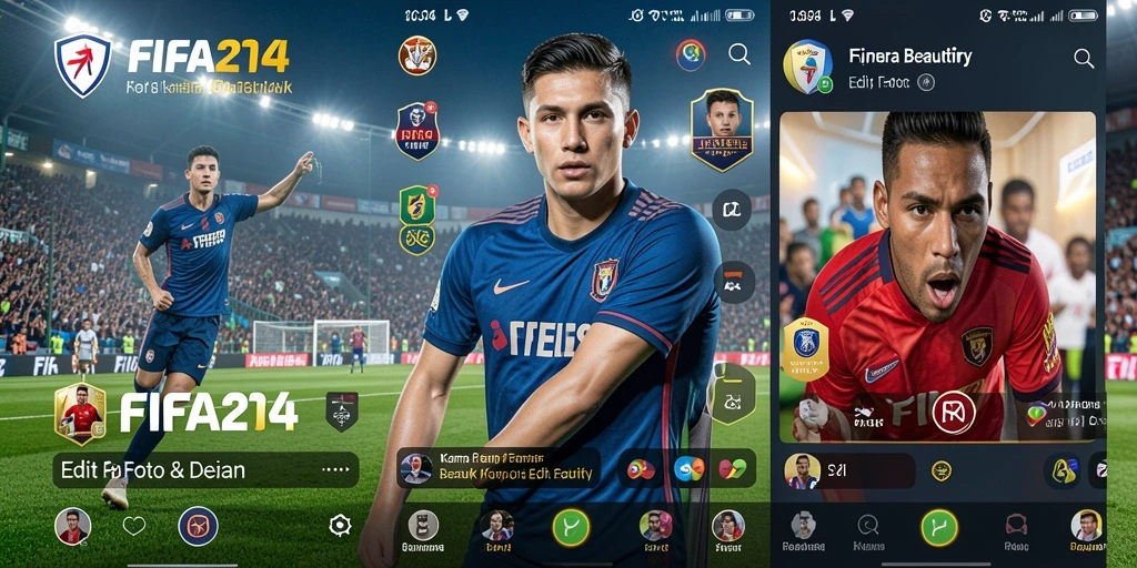 Antarmuka aplikasi FIFA234 yang menarik untuk edit foto.