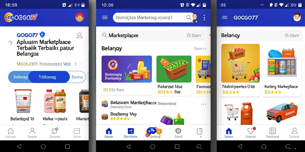 Tampilan antarmuka aplikasi GOGO77 yang memudahkan berbelanja kebutuhan sehari-hari.