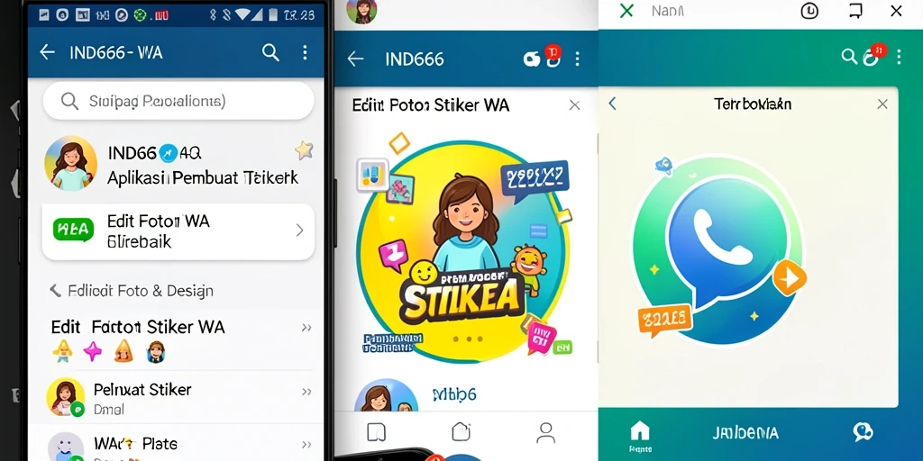 Tampilan antarmuka aplikasi IND666 untuk Pembuat Stiker WA.