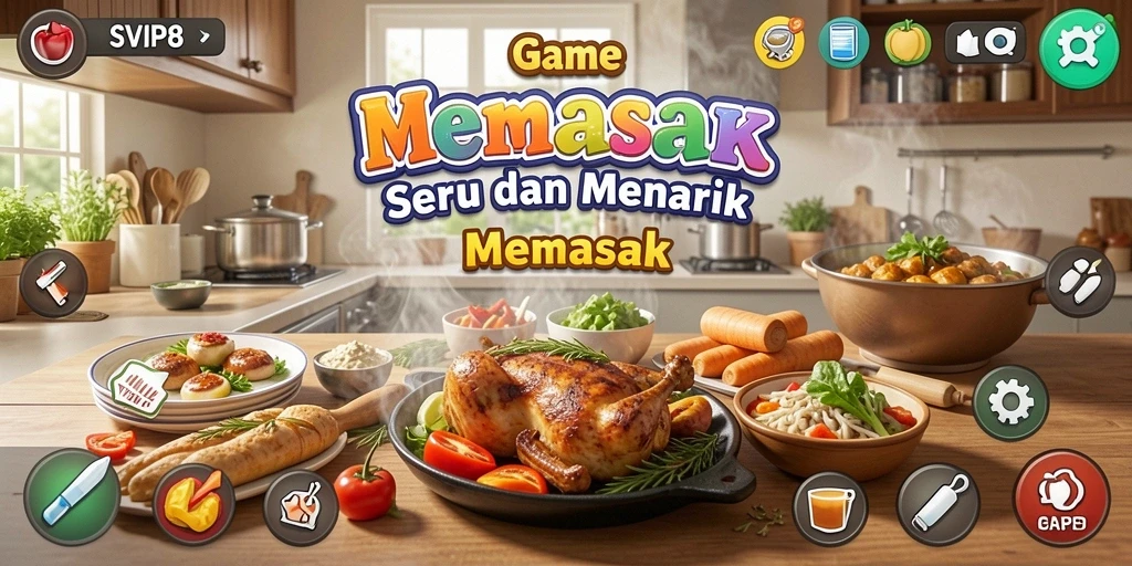 Tampilan antarmuka permainan memasak pada SVIP8 yang menarik dan interaktif.